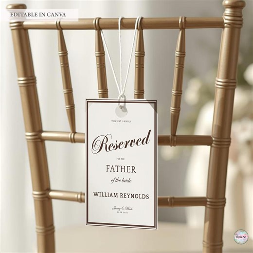 Reserved Wedding Sign Template, Espresso Seating Sign, Family Reserved Sign, Elegant Minimalist Reception Sign, Editable Canva Template - Etsy