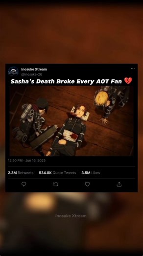 Sasha's Death Broke Every AOT Fan 💔 | #sasha #aot #shorts