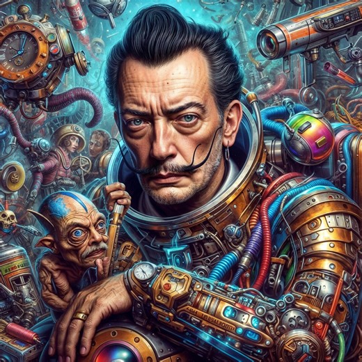 5 Salvador Dali Sci-fi Renaissance Portrait, Spacepunk Robot Art (digital Download) - Etsy