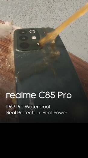 2.4K reactions · 104 shares | Spilled chai? Sudden rain? No panic. #realmeC85Pro with IP69 Pro Water Resistance, built to survive every splash and spill. #realmeC85Pro | Available From Nov 15th. Learn More: https://www.realme.com/pk/realme-c85-pro #realmePakistan #realmeC85Pro #UltraBatteryUltraDisplay | realme | Facebook