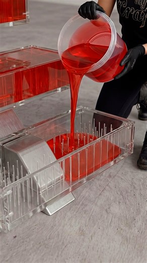 Luxury Red Epoxy Floating Staircase with Glowing Resin Steps | DIY & Crafts