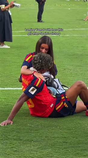 Lamine Yamal with Ines after Spain World Cup win