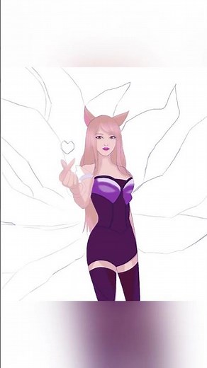 Drawing (almost) full body Ahri in 2 hours and 15min #ahri #kda #fanart #digitalillustration