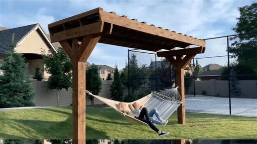 Man Builds Pergola to Hang Hammock at Home