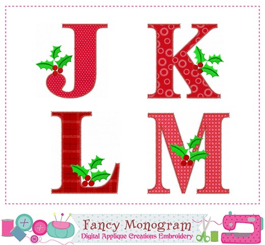 Christmas Holly Alphabet Embroidery Font Stitch Design -1610 - Etsy