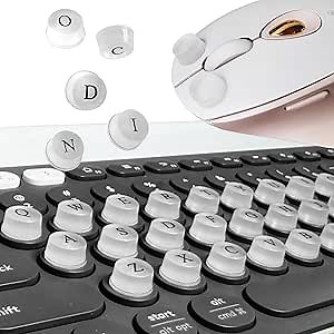 80 PCS Raised Keyboard Stickers with DIY Letter Decals for Nail-Art Typing, Adhesive Keycap Riser for Long Nails Protection for Numeric Keypad (Cylinder-Clear)