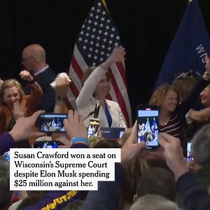 Susan Crawford, a liberal candidate for a pivotal seat on the Wisconsin Supreme Court, overcame $25 million in spending from Elon Musk and defeated her conservative opponent on Tuesday in a contest that became a kind of referendum on Musk and his slashing of the federal government. https://nyti.ms/4cadMtu | The New York Times