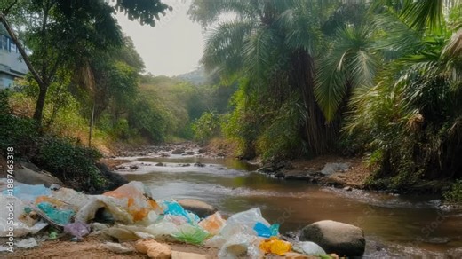 Pollution in a Natural Stream: Environmental Damage due to Plastic Waste Disposal