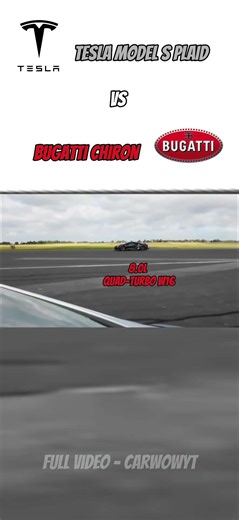 BUGATTI CHIRON SUPER SPORT vs TESLA MODEL S PLAID : DRAG RACE #carshorts #automobile #car #dragrace