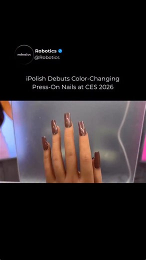 Robotics on Instagram: "Follow US (@ROBOTICS) to learn something NEW everyday 🚀 A Florida-based beauty tech brand, iPolish, unveiled smart press-on nails at CES 2026 in Las Vegas that can change colour on demand. Instead of swapping sets or repainting, the same nails can flip through more than 400 shades in around five seconds, letting you match outfits, moods, or events instantly. It’s a small gadget, but it points to where consumer tech is heading: personal style that updates as fast as your 