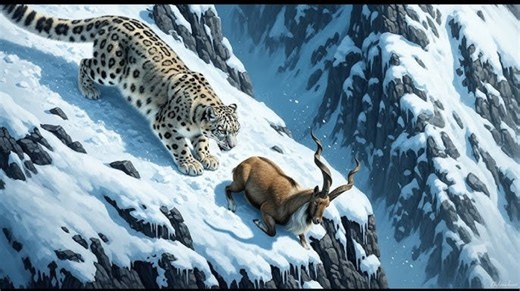 BBC Releases Dramatic Video of Snow Leopard Chasing Markhor on Steep Mountain in Pakistan