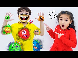 Annie and Sammy Pretend Play Funny Childrens Story about Germs and Viruses - Videos For Kids