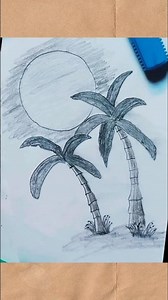How to draw tree with moon. #drawing #art
