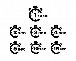 Timer vector icons. 1 3 5, 10 and 15 seconds stopwatch symbols Vector...