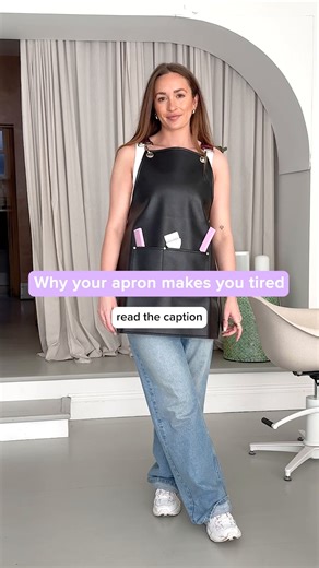 If you finish the day exhausted, it’s not just the hours 🥱⁠ ⁠ Your apron plays a bigger role than most stylists realise 👇⁠ ⁠ ➡️ Aprons that pull on your neck create constant tension⁠ ➡️ Heavy materials add unnecessary fatigue⁠ ➡️ Poor fit means you’re adjusting it all day⁠ ➡️ Small discomforts build up over long appointments⁠ ⁠ A great salon apron should 👇⁠ ⁠ ✅ Have shoulder straps instead of a single neck strap⁠ ✅ Distribute weight evenly⁠ ✅ Move with you⁠ ✅ Feel comfortable from first clien