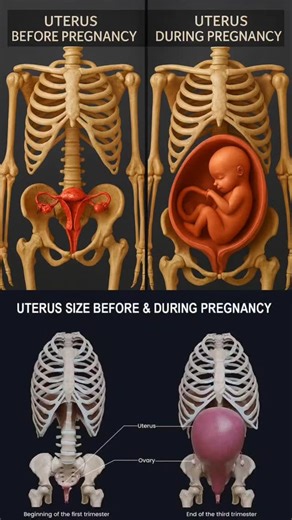 Mansi Rajpurohit on Instagram: "Your uterus shrinks during involution, from roughly the size of a grapefruit that fills your entire pelvic cavity to the size of a pear. Here's the timeline of how your uterus descends (lowers) back into your pelvis: At about an hour after childbirth, the top of your uterus (fundus) should be around your belly button. . . #science #viral #postoftheday"