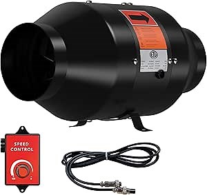 4 Inch Inline Duct Fan with Speed Controller - EC Motor Ventilation Exhaust Fan for Heating Cooling Booster, Grow Tents, Hydroponics, NSK/SKF bearings, ETL Listed