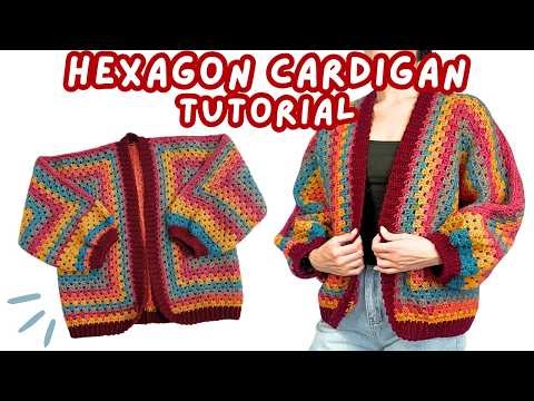 easy hexagon cardigan tutorial for BEGINNERS | ANY SIZE! 🧶 how to crochet a granny hexagon cardigan