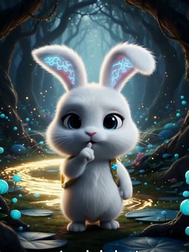 Magic Adventures with Neon Bunny in a Glowing Forest