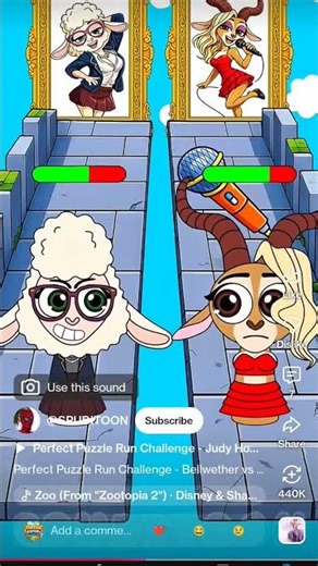 Perfect Puzzle Run Challenge - Bellwether vs Gazelle Sprunki Zootopia! 495%