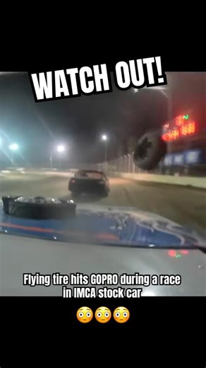 FLYING TIRE HITS OUR RACE CAR DURING RACE! Love GoPro in car in IMCA Stock Car! #racing #dirtracing