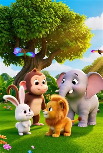 Create a dreamy cartoon cloud world where small fairy kids are singing “A Ram Sam Sam” while standing on soft fluffy clouds. The sky is pastel pink and blue with sparkling stars. Each time they sing “A Ram Sam Sam,” colorful sparkles appear around them. On “Guli Guli,” rainbow lights swirl in the sky. The characters have glowing outfits and happy smiling faces. Make the scene soft, magical, and visually soothing for nursery rhyme videos.