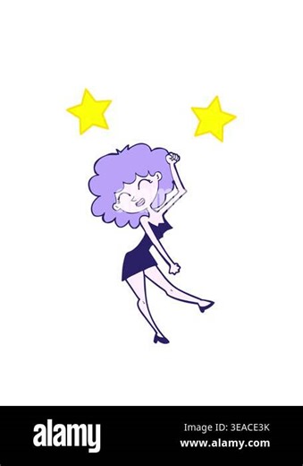 spinning stars animation of cartoon dancing woman Stock Video Footage - Alamy