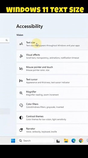 How to Change Text Size in Windows 11 — Make Fonts Bigger or Smaller 🔧 | Windows 11 Settings #Shorts