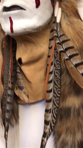 Native American Style Leather Face Mask, Fur, Feathers, Beads, Handmade - Etsy