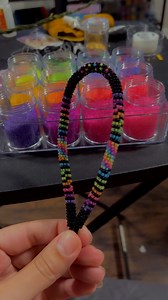 So pretty 😍 I love the Lisa Frank vibes it’s giving #bead #lisafrankinspired #lisafrank #bright #neon #beader #wristlet #keychain #beadedjewelry | Yoshi’s Native Creations