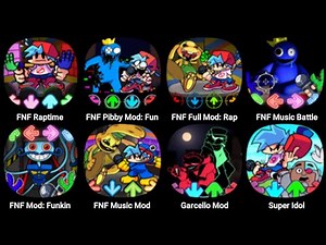 FNF Raptime, FNF Pibby Mod, FNF Full Mod, FNF Beat Shooter, FNF Mod Funkin, Garcello Mod, Super Idol
