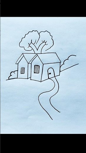 Easy and Simple Village Style House Drawing | How to Draw a House | #shorts #house #viral #nature
