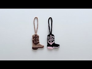 [Crochet with me🤍] 코바늘 카우보이 부츠 키링 만들기👢 Crochet Cowboy Boots Keychain Tutorial