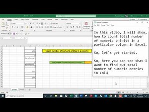 Count total numbers of numeric entries in a column in Excel