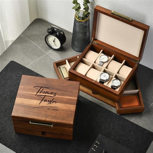 Watch Box for Men Clothing Accessories and Watches Display Case Custom Engraved Mens Jewelry Box Personalized Wood Watch Case for Groom Gift - Etsy