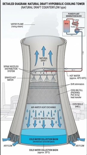 How Cooling Towers Work? Hyperbolic Cooling Tower Animation & Working Principle ⚙️