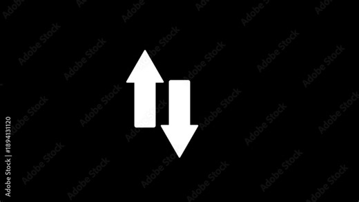 Swipe up down animation. 4K silhouette up down arrows animation on the black background. up down arrow loading animation.arrow icon animated.