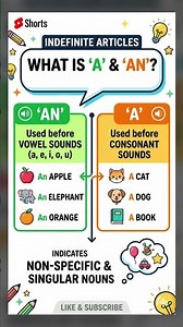 Indefinite ArticleThe articles ‘an’ and ‘an’ are termed as indefinite articles.