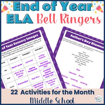 End of Year ELA Bell Ringers | Daily Review | Seasonal | Grades 5-8