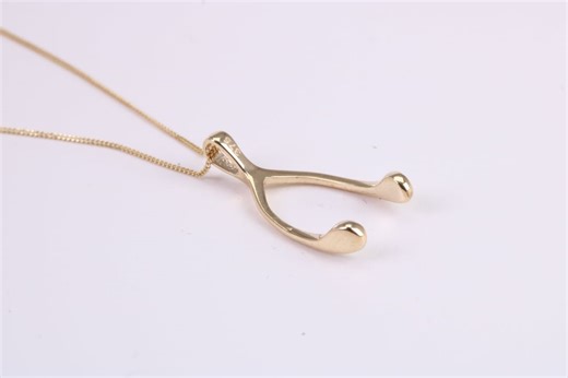 Wishbone Necklace Together With Gold Chain, Made From Solid Cast Yellow Gold With High Polished Finish - Etsy Australia