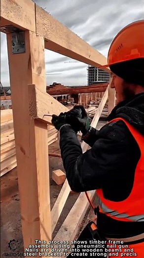 Timber Frame Assembly Work Tool Using Pneumatic Nail Gun #worktool