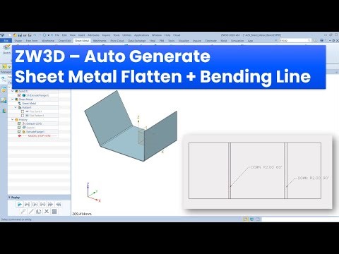 ZW3D - Auto Generate Sheet Metal Flatten with Bending Line in 2D