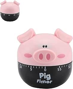 Cute Pig Kitchen Timer, 55 Minutes, Pink