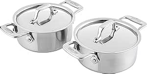 All-Clad Specialty Stainless Steel Ramekin with Lid 2 Piece Oven Broiler Safe 600F Pots and Pans, Cookware Silver