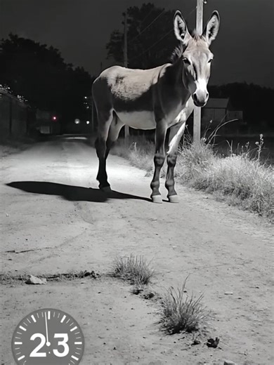 Night Vision Footage of a Donkey at 11:56 PM