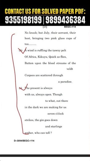 BEGC 114 Solved Question Paper | Semester 6 English Hons Post Colonial Literature Important Question