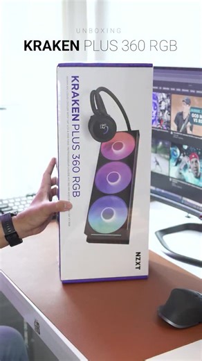 Kraken PLUS 360 RGB build for enthusiast who want both performance and visual flair, and also for gamers needing robust cooling for high-end CPUs like i7-14700K or Ryzen 9 series. Radiator: 360 × 120 × 27 mm, all-black aluminum design Pump & Display: Custom NZXT Turbine/Asetek pump (1,200–2,800 RPM) with built-in 1.54″ LCD (240×240 px at 30 Hz) for images, GIFs, or real-time stats via NZXT CAM Fans: Three F360 RGB Core single‑frame fans (500–2,400 RPM), ARGB‑enabled, ~75 CFM airflow each The NZX