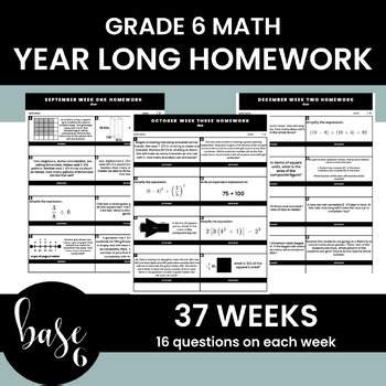 Grade 6 Math Year Long Homework