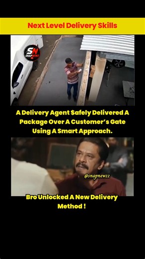 Delivery done the smart way💥 #snapnewzz #deliveryboy #delivery #package #creative #skill #customer