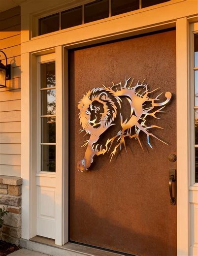 Heated Color Lion, Yard Gate Wall Decor, Wild Lion Metal Garden Decor, Colorful Wall Hanging, Unique Metal Design, Morden Metal Design - Etsy